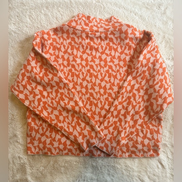 Maeve by Anthropologie Orange & Cream Mock Neck Knit Sweater Size Small - Picture 4 of 6